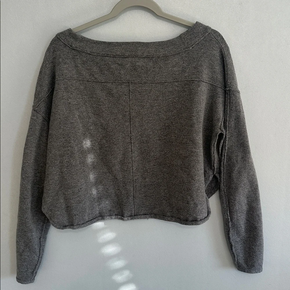 Free People Gray Cozy Knit Cropped Sweater‎